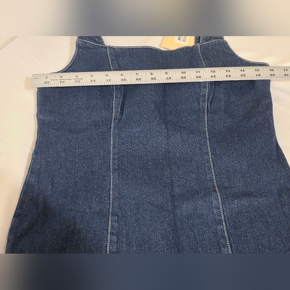 MINKPINK The Midnight Hour Darkwash Cotton Blue Denim Mini Dress Size Medium - Picture 12 of 14